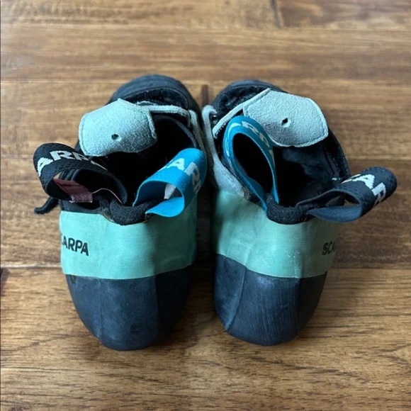 Scarpa Instinct VS Rock Climbing Shoes Black Aqua Size 38.5 / Womens 7 1/3 - Picture 7 of 12